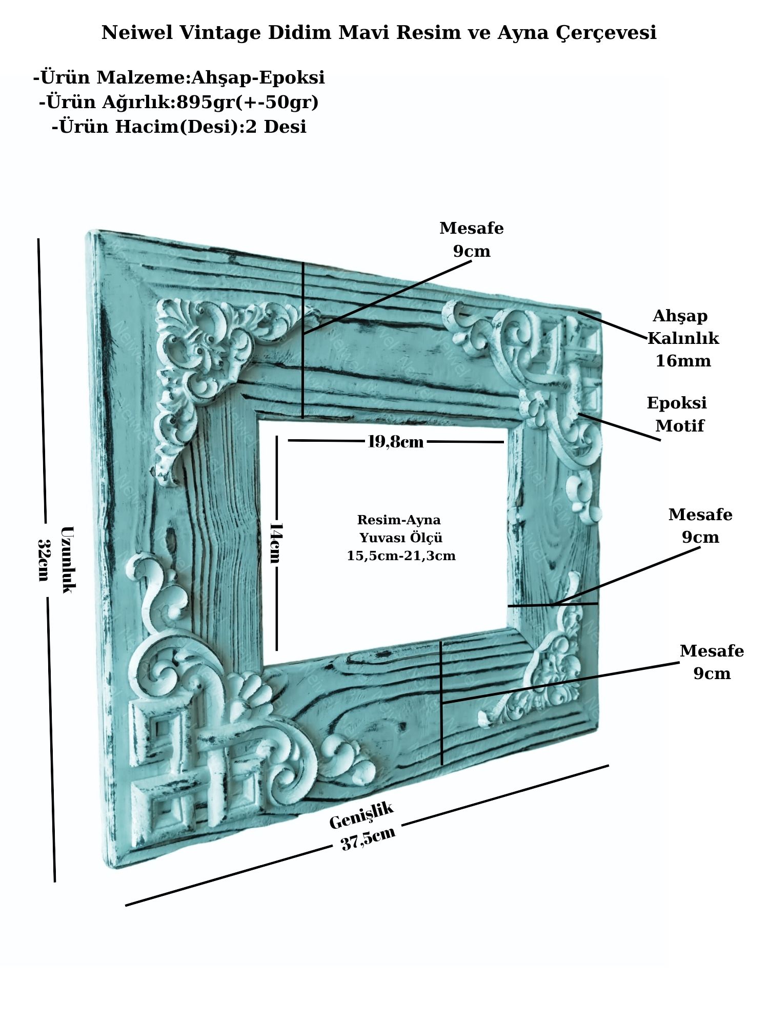 Neiwel%20Vintage%20Didim%20C%20Mavi%20Resim%20ve%20Ayna%20Çerçevesi