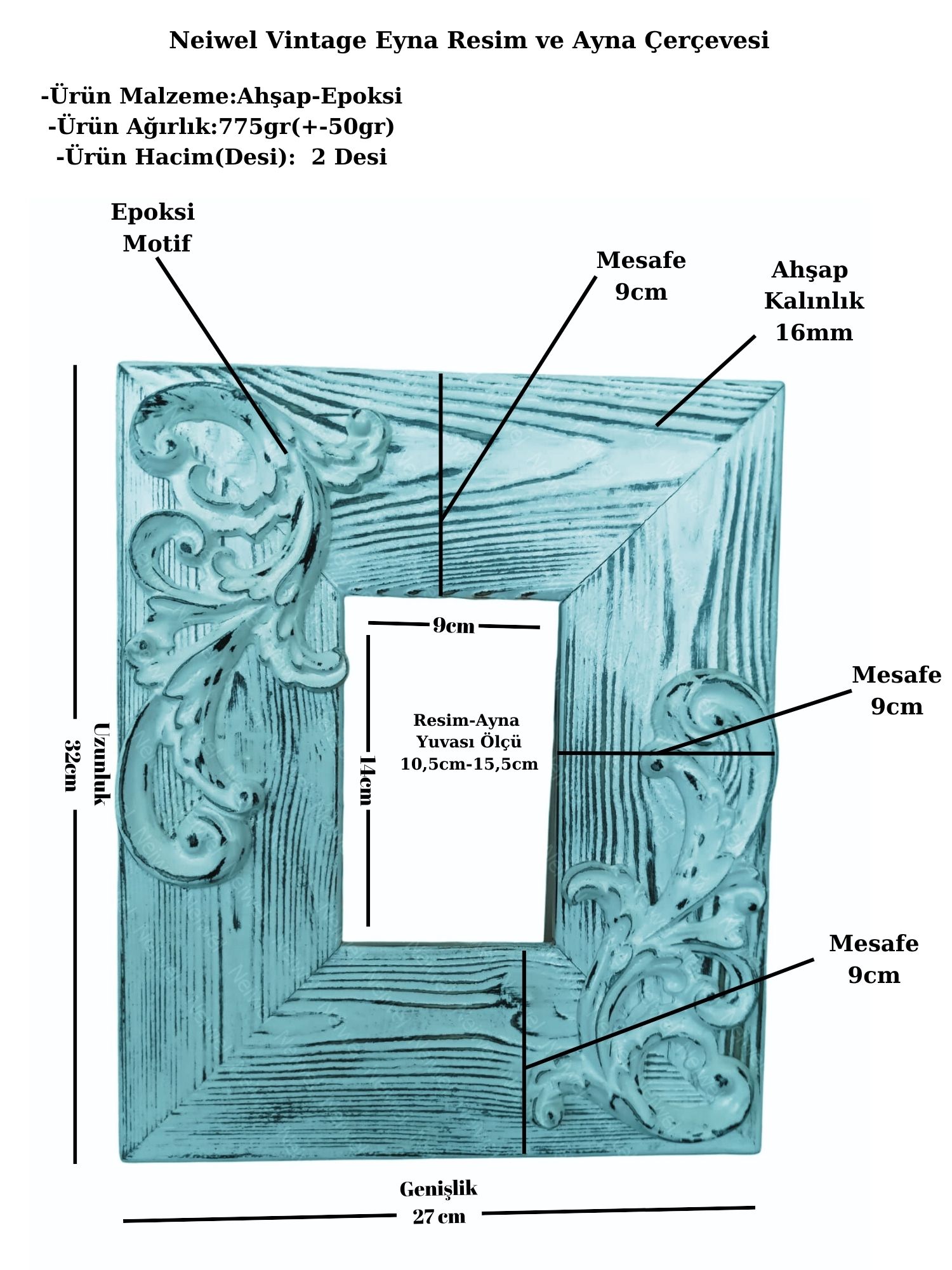 Neiwel%20Vintage%20Eyna%20Mavi%20Resim%20ve%20Ayna%20Çerçevesi