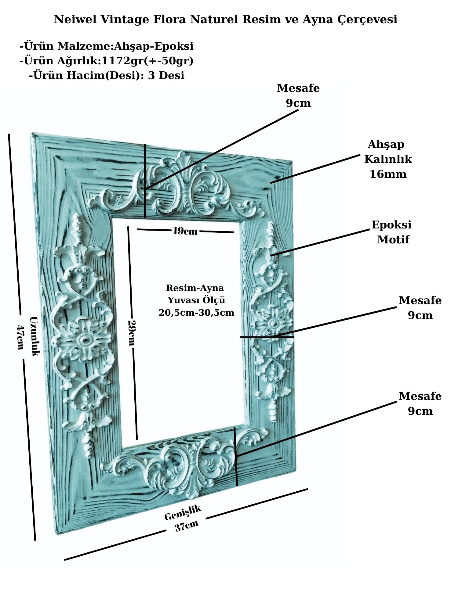 Neiwel%20Vintage%20Flora%20Naturel%20Resim%20ve%20Ayna%20Çerçevesi